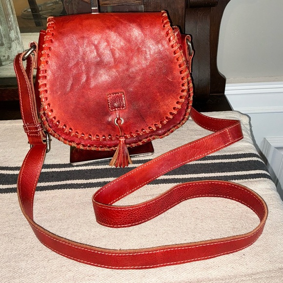 Bed Stu Handbags - Bed Stu Leather Half Moon Crossbody Shoulder Bag Scarlet Red MSRP $245